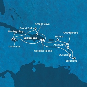 Dominikánská republika, Jamajka, Zámořské území Velké Británie, ... z La Romany na lodi Costa Fascinosa