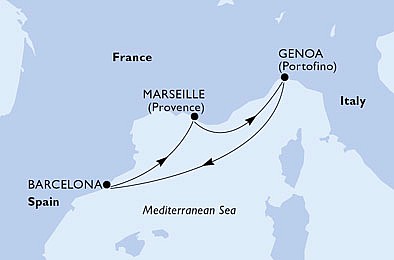 Itálie, Španělsko, Francie z Janova na lodi MSC Poesia, plavba s bonusem