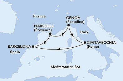 Španělsko, Francie, Itálie z Barcelony na lodi MSC Poesia, plavba s bonusem