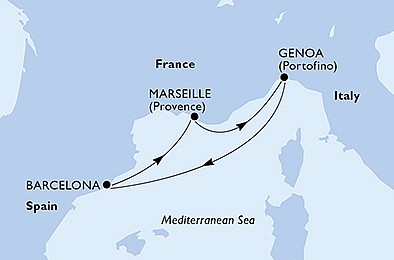 Francie, Itálie, Španělsko z Marseille na lodi MSC Poesia