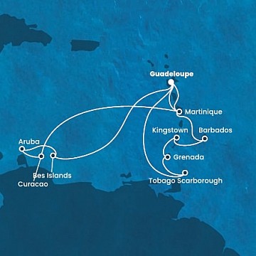 Guadeloupe, Bonaire, Aruba, Curacao, Martinik, Trinidad a Tobago, Grenada, ... z Pointe-a-Pitre, Guadeloupe na lodi Costa Fortuna