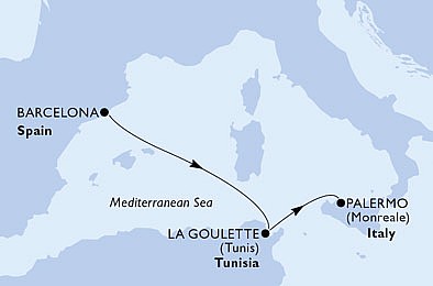 Španělsko, Tunisko, Itálie z Barcelony na lodi MSC Seaside, plavba s bonusem