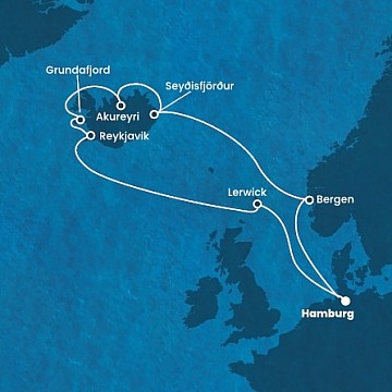 Německo, Velká Británie, Island, Norsko z Hamburku na lodi Costa Favolosa