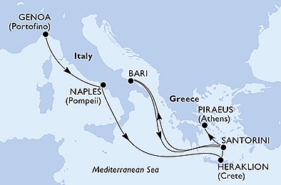 Itálie, Řecko z Janova na lodi MSC Opera