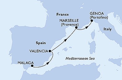 Španělsko, Francie, Itálie z Málagy na lodi MSC Grandiosa, plavba s bonusem