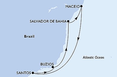 Brazílie z Maceia na lodi MSC Virtuosa, plavba s bonusem
