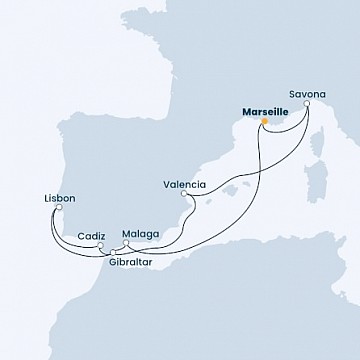 Francie, Španělsko, Portugalsko, Velká Británie, Itálie z Marseille na lodi Costa Favolosa