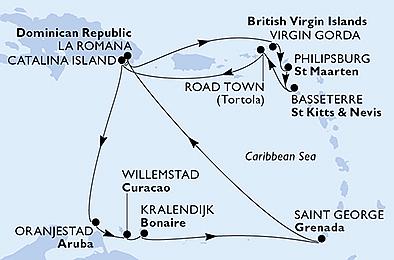 Dominikánská republika, Zámořské území Velké Británie, Svatý Kryštof a Nevis... z La Romany na lodi MSC Opera, plavba s bonusem