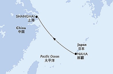 Japonsko, Čína z Naha na lodi MSC Bellissima
