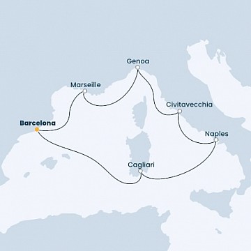 Španělsko, Itálie, Francie z Barcelony na lodi Costa Smeralda