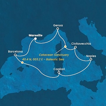 Francie, Španělsko, , Itálie z Marseille na lodi Costa Smeralda