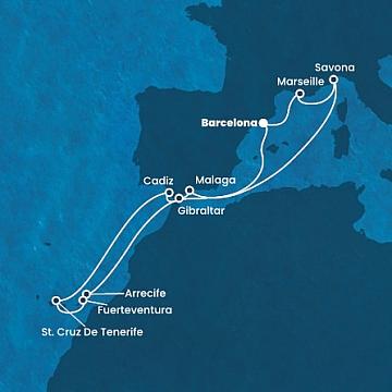 Španělsko, Francie, Itálie, Velká Británie z Barcelony na lodi Costa Diadema