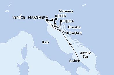 Itálie, Chorvatsko, Slovinsko z Bari na lodi MSC Opera
