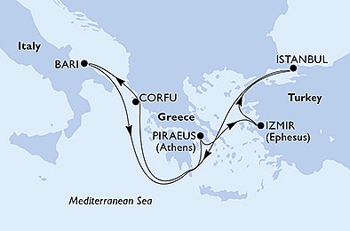 Turecko, Řecko, Itálie z Izmiru na lodi MSC Sinfonia, plavba s bonusem