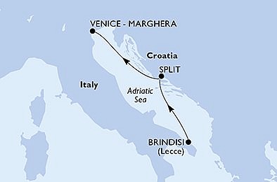 Itálie, Chorvatsko z Brindisi na lodi MSC Armonia, plavba s bonusem
