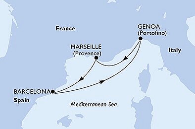 Itálie, Francie, Španělsko z Janova na lodi MSC Splendida