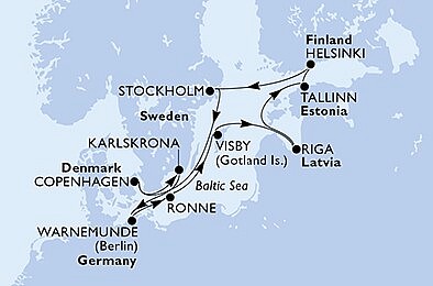 Německo, Dánsko, Švédsko, Lotyšsko, Estonsko, Finsko z Warnemünde na lodi MSC Poesia, plavba s bonusem