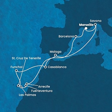 Francie, Itálie, Španělsko, Portugalsko, Maroko z Marseille na lodi Costa Fortuna