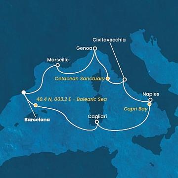 Španělsko, Itálie, Francie z Barcelony na lodi Costa Smeralda