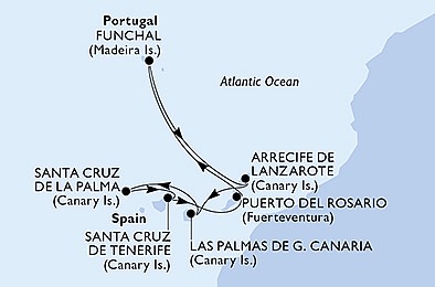 Španělsko, Portugalsko z Tenerife na lodi MSC Fantasia